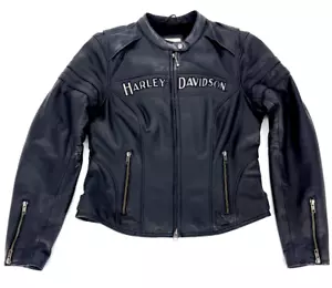 Giacca Harley Davidson Autentica Moto Donna Pelle Nera Piccola - Foto 1 di 20