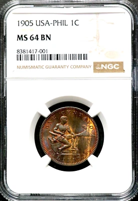 1905 USA-Philippines 1C One Centavo - NGC MS 64 BN  CC721 - Image 1 of 4