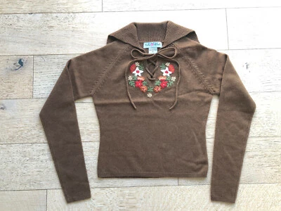 NWOT Kids Blush 100% Cashmere Collared Sweater w/ Tie & Hand Embroidery, S - Image 1 of 4