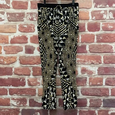 Bcbgmaxazria Kiara Pants Womens XS Black Multicolor Silk Mixed Media Pull On - Image 1 of 4