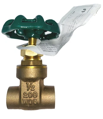 1/2" Gate Valve 200 WOG Brass Solder Compression Connect Non-Rising Stem 5301-LF - Image 1 of 4