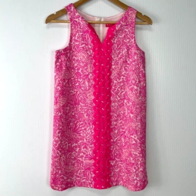 Lilly Pulitzer Dress Girl Large Trim Ocean Pineapple Zip Fun Pink Party Core Ex - Image 1 of 4