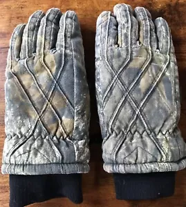 MOSSY OAK THINSULATE Camo Gloves Junior Drystalker L/XL Gripper Warm - Picture 1 of 8
