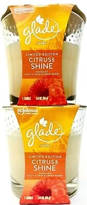 2 Glade 3.4 Oz Limited Edition Citrus & Shine Juicy Citrus & Berry Glass Candle - Picture 1 of 1