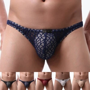 Slip uomo sexy pizzo rete traspirante intimo T-back vita bassa perizoma lingerie - Foto 1 di 40