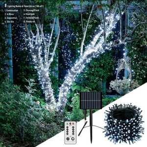 Upgrade 50m 500 LED Solar Fairy String Lights Outdoor Dimmable Garden Party AU - Picture 1 of 11