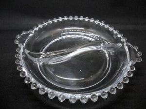 Imperial Vintage Plato de Vidrio Condimento Sumersiones Plato de Caramelo Dos Secciones Borde Hobnail - Imagen 1 de 3