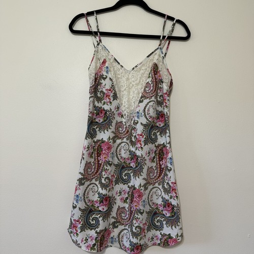 UNDERCOVER Abito Slip Vintage Victoria’s Secret Etichetta Oro Pizzo e Paisley Taglia S