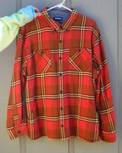 Camisa de franela pesada Lands End adulto XL 46-48 rojo búfalo a cuadros abotonada (CF69) - Imagen 1 de 9