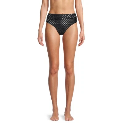 Nicole Miller Women's Polka Dot Bikini Bottom Swimsuit, Black, Large - Image 1 of 4