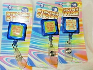 LOT OF 3 BADGE REELS Retractable ID Holder Employee of the Month and more! - Picture 1 of 3