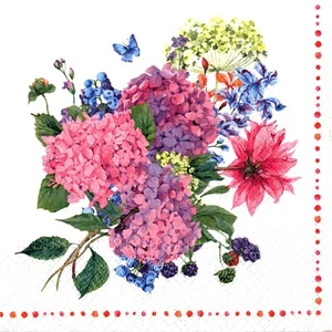 Papierservietten Blumen Horthensias. Pappservietten Hortensie & Mischblumen - Bild 1 von 1