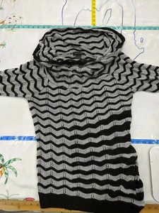 Women's Small Ashley Stewart Pullover Sweater w/ Cowl Neck - Wavy Stripes - Picture 1 of 5
