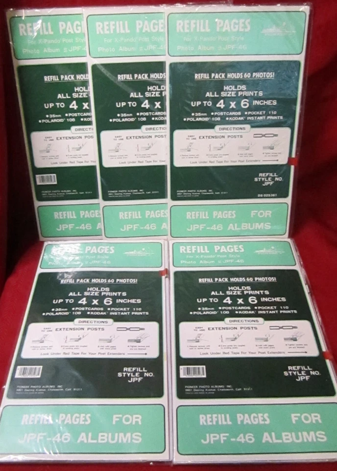 Pioneer Photo Album Refill Pages for Jpf-46 Holds 60 4x6 in PICS EA 4 Sets