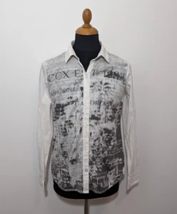 Soccx Shirt Print Womens Long Sleeve Sz. M Cotton Button-Up White Casual Luxury - Picture 1 of 10