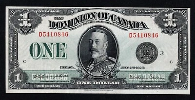 DOMINION OF CANADA 1 DOLLAR 1923 Campbell-Sellar Group3 P33n Error Printing VF++ - Image 1 of 3