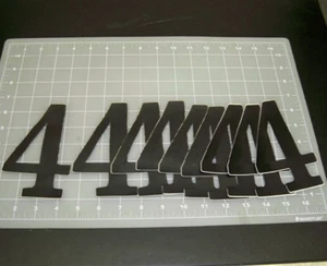 NUMBER 4 STICKERS 6" BLACK VINYL 5 QUANTITY VINTAGE RACING SCORING FREE SHIPPING - Picture 1 of 1