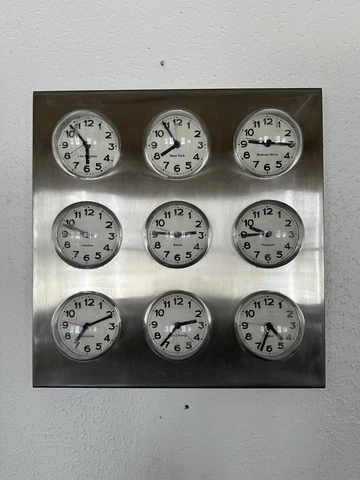 Karlsson-World Nine BUBBLES Wall Clock Stainless Steel Vintage Rare Tested Cover