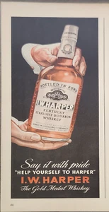1941 I W Harper Kentucky Straight Bourbon Whiskey Vintage Ad 14 x 5 with pride - Picture 1 of 2