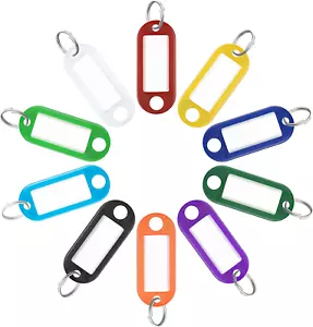 40 Pack Tough Plastic Key Tags with Split Ring Label Window, Assorted Colors - Picture 1 of 12
