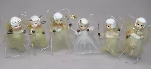 Lot Vintage Holt Howard Tully Keramik Kopf ENGEL MÄDCHEN Weihnachtsschmuck Japan - Bild 1 von 7