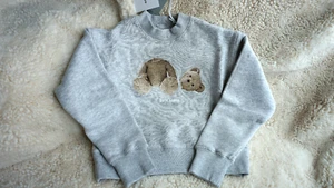 Palm Angels Sweater - Bear Crewneck Melange Gray BR - Size 10 - NWT - Picture 1 of 5