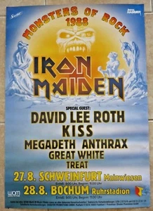 Póster de concierto de Mosters of Rock 1988 23x33 100 % real MAIDEN KISS ROTH MEGADETH - Imagen 1 de 1