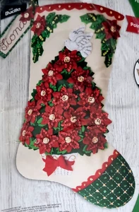 Plaid Bucilla POINSETTIA TREE Christmas Stocking Felt Appliqué Kit **RARE** - Picture 1 of 3