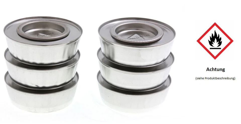 Brennpaste 6 Dosen a' 80 g Fondue Rechaud heißer Stein Raclette Brennpastehalter