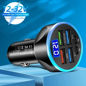 Charge rapide chargeur de voiture USB 6 ports avec ��cran LED et shunt intellige - Photo 1 sur 33