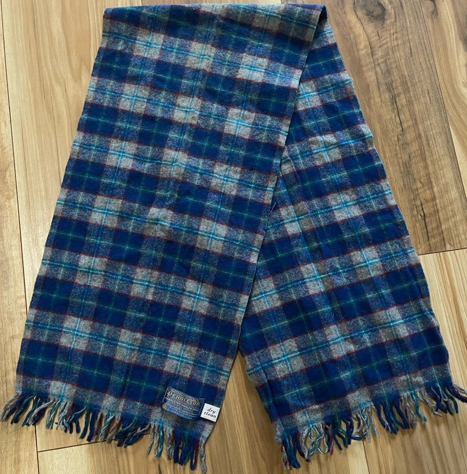 Bufanda vintage Pendleton 100 % lana virgen flecos a cuadros hecha en EE. UU. Foto 1 de 4