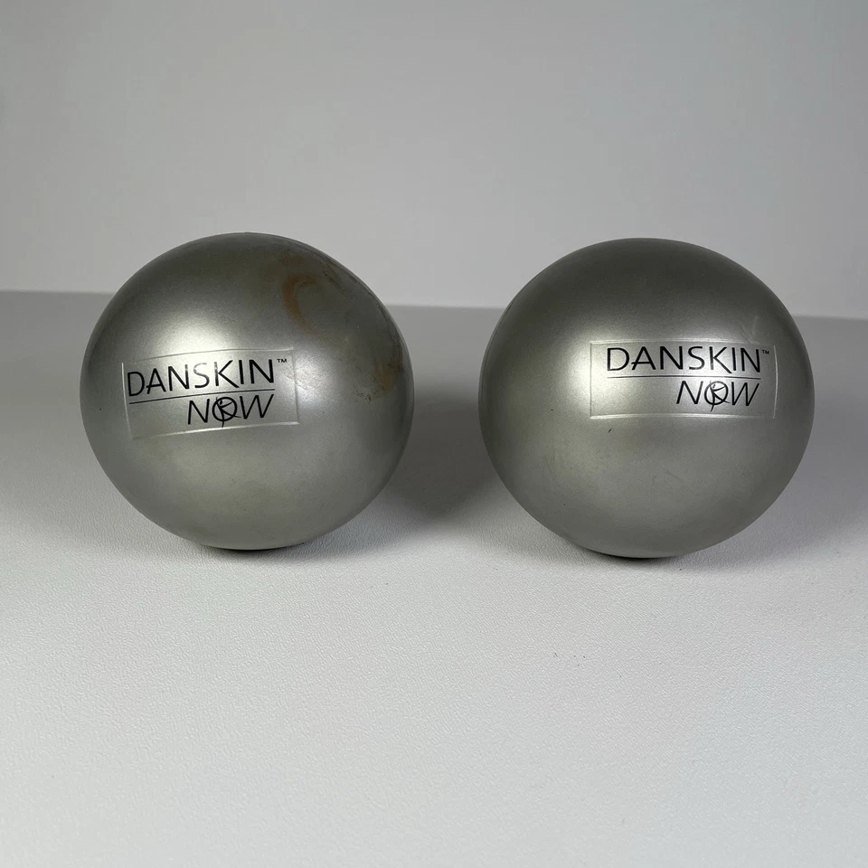 Danskin Now Two 2 Lb Weight Balls Silver Workout Yoga Medicine Toning Dumbbell - Image 1 of 4