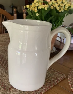 Beautiful Grespots Digoin France #7 Pitcher Jug Pottery Stoneware 9” tall Ivory - Picture 1 of 4
