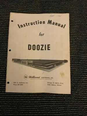 Williams Doozie Pinball Machine Manual 1968 - Image 1 of 3