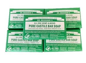 Dr. Bronner's Almond Pure-Castile Bar Soap 5-Pack 5oz Each Made W/Organic Oils - Picture 1 of 6