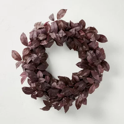 26" Black Plum Leaf Fall Wreath - Hearth & Hand with Magnolia - Image 1 of 4