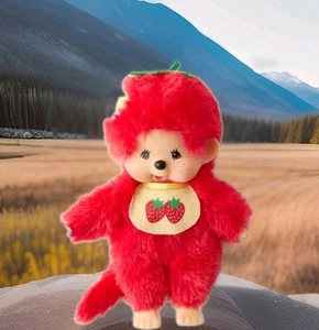 Muñeca de peluche Monchhichi Mascota Sekiguchi FRESA Colores Frutas 5 pulgadas Vendedor de EE. UU. - Imagen 1 de 2