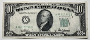 1950 B $10 Ten Dollar Bill Federal Reserve Note  Boston MA Vintage Currency - Picture 1 of 6