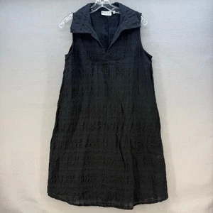Habitat Tank Dress Women's S Black 80% Linen Seersucker Sun Dress Summer Casual - Picture 1 of 8