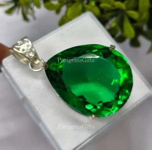 Hermosa piedra preciosa suelta solitario de plata alemana pera topacio verde 75+ quilates - Imagen 1 de 5