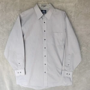 Stafford Mens Sz 17.5 34-35 Gray Button Up Long Sleeve Wrinkle Free Cotton Blend - Picture 1 of 13