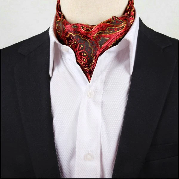 Men's Red, Black & Yellow Paisley Ascot Cravat - Image 1 of 1