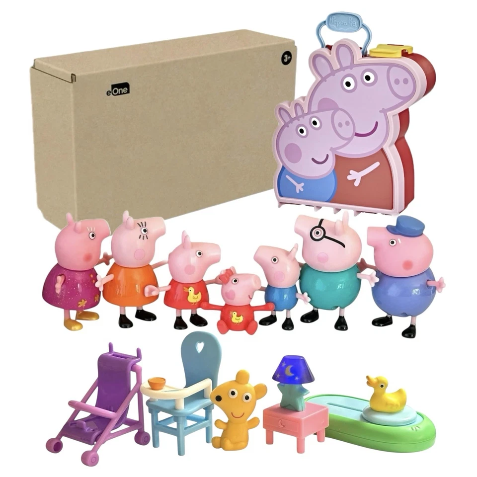Peppa Pig Carry Along 7 Fam Box | Baby Evie + 2 Grands + Core 4 + Accesorios Foto 1 de 4