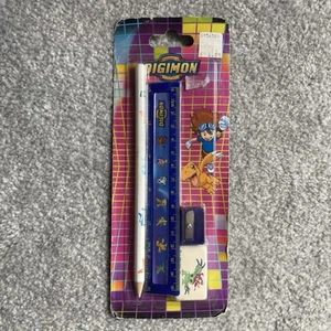 Vintage 2000 Digimon Pencil Set Includes Pencil, Eraser, Ruler, Sharpener 🆕 - Picture 1 of 5