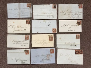 GB 1846/52 IMPERF PENNY RED ON MAINLY COVERS/WRAPPERS (12) 11 WITH BACKSTAMPS - Picture 1 of 2