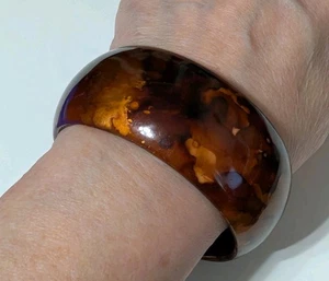 Bracciale largo colore rame lucite marmorizzato 7" x 1,5" MOD bn-2 - Foto 1 di 6