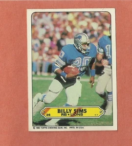 1983 TOPPS BILLY SIMS ADESIVO INSERTO CARD #26 DETROIT LIONS - Foto 1 di 1