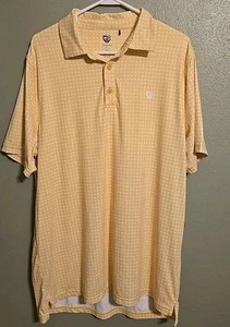 NWOT Graham Luxe Mens Polo Shirt Butter Yellow Star Pattern Short Sleeve Lg - Picture 1 of 6