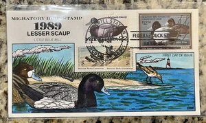 1989 Federal Duck Stamp FDC – $12.50 Lesser Scaup “Little Blue Bill” – Collins - Picture 1 of 1