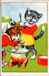 Postal de cocina de gatos antropomórficos B271 - Imagen 1 de 2